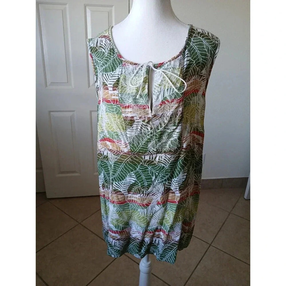 Nanette Lepore Tropical Embroidered Beaded Gauze Sleeveless Peasant Top Size 2X - Picture 2 of 13